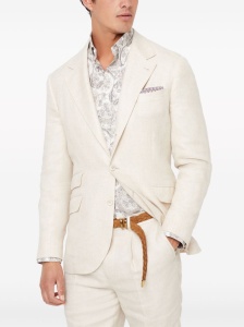 Brunello Cucinelli Linen, wool and silk diagonal deconstructed Cavallo blazer - Img 2