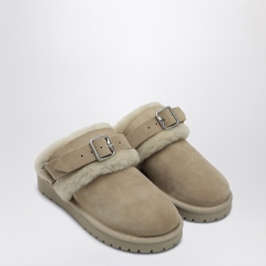 Burberry Chubby mule in suede and beige shearling