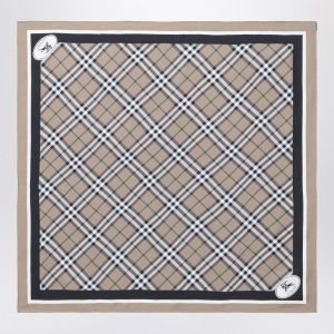 Burberry Silk scarf Check light brown - Img 2