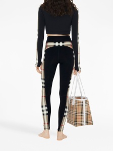 Burberry Stretch jersey leggings with Check finishes - Img 2