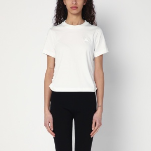 Burberry White T-shirt with check pattern detail