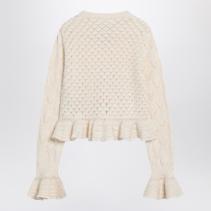 Chloé Latte-colored crochet cardigan in cotton blend - Img 2