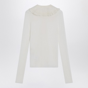 Chloé White Henley shirt in wool knit - Img 2