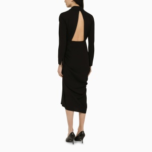 Dries Van Noten Black wool-blend dress with drape - Img 2