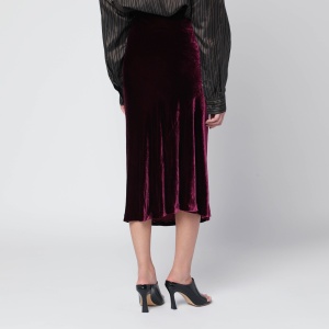Dries Van Noten Purple velvet draped midi skirt - Img 2