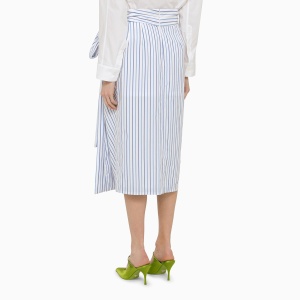 Dries Van Noten White striped blue cotton midi skirt - Img 2