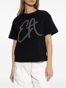 Emporio Armani Cotton-jersey T-shirt with oversized lurex logo - Img 2