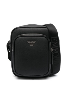 Emporio Armani logo-plaque Leather messenger bag