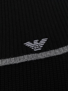 Emporio Armani ribbed knit embroidered logo scarf & beanie set - Img 3