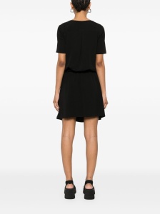Emporio Armani Short dress with gathered waist and belt in flowing crepe - Img 2