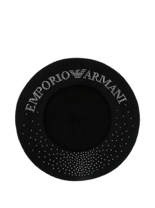 Emporio Armani Wool beret with micro-studded logo - Img 2