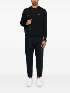 Emporio Armani Wool Blend Crewneck Sweater with Logo - Img 4