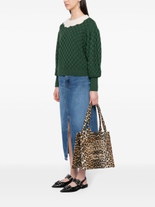 Ganni large leopard-print canvas tote bag - Img 2
