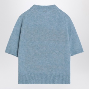 GANNI Light blue sweater with alpaca blend logo - Img 2