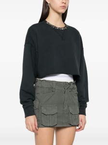 Golden Goose Cropped Cotton Sweatshirt with Crystals on the Front - Img 3