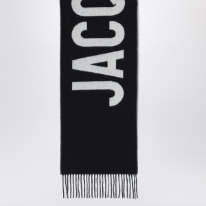 JACQUEMUS Black wool scarf with logo - Img 2