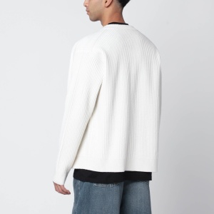 Maison Kitsuné Ecru cardigan with logo patch - Img 2