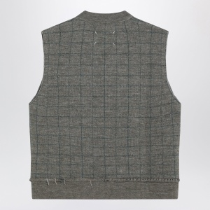 Maison Margiela Military green checked wool gilet - Img 2