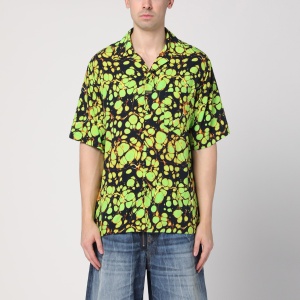 Martine Rose Green bowling shirt with abstract pattern