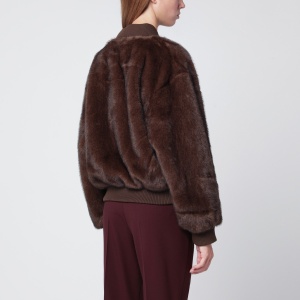 P.A.R.O.S.H. Brown faux fur bomber jacket with zip - Img 2