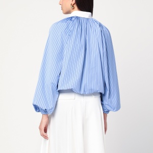 Patou Striped balloon-sleeve shirt in light blue - Img 2