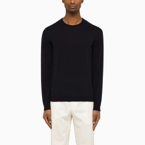 Roberto Collina Navy blue cotton crew-neck sweater