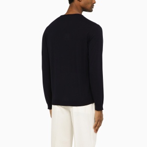 Roberto Collina Navy blue cotton crew-neck sweater - Img 2