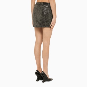 ROTATE Birger Christensen Black miniskirt with micro sequins - Img 2