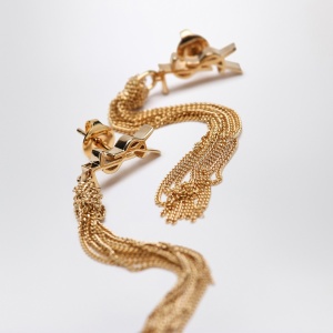 Saint Laurent Cassandre gold dangling earrings - Img 2
