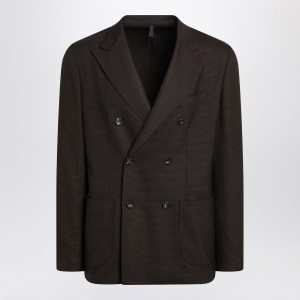 Santaniello Brown checked double breasted jacket