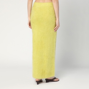 Soft Goat Long Lime-coloured brushed cashmere skirt - Img 2
