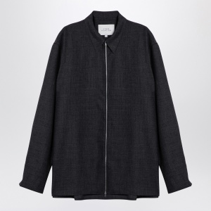 STUDIO NICHOLSON Dark grey wool zip shirt