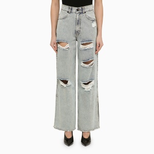 THE MANNEI Lathi blue wide denim jeans with wear