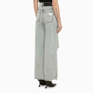 THE MANNEI Lathi blue wide denim jeans with wear - Img 2