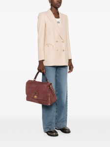 Zanellato Postina Jones Medium handbag in vinaccio suede leather - Img 3