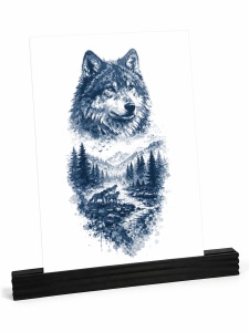 Gardianul Pădurii – Tablou 3D Decorativ Stratificat cu Lup, Inspirat din Carpați - Img 2