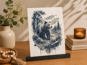 Stăpânul Munților – Tablou 3D Decorativ Stratificat cu Urs, Inspirat din Carpați