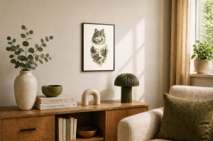 Gardianul Pădurii – Tablou 3D Decorativ Stratificat cu Lup, Inspirat din Carpați - Img 4