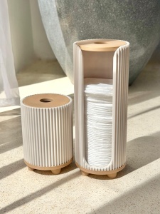 Set organizatoare baie pentru dischete demachiante și bețișoare de urechi – Design modern, printat 3D - Img 2