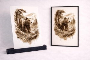 Stăpânul Munților – Tablou 3D Decorativ Stratificat cu Urs, Inspirat din Carpați - Img 4