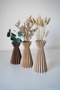 Vază decorativă plisată printată 3D – Design modern minimalist