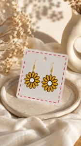Cercei Floarea-Soarelui – Ușori | Design Floral Galben - Img 2