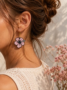 Cercei Flori de Hibiscus Roz – Ușori | Design Floral Tropical