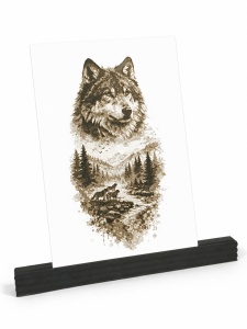 Gardianul Pădurii – Tablou 3D Decorativ Stratificat cu Lup, Inspirat din Carpați - Img 2