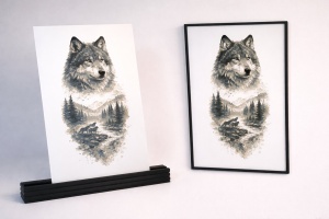 Gardianul Pădurii – Tablou 3D Decorativ Stratificat cu Lup, Inspirat din Carpați - Img 5