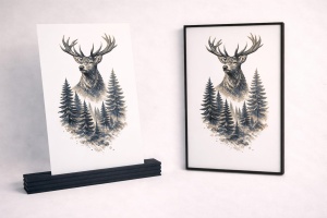 Regele Pădurii – Tablou 3D Decorativ Stratificat cu Cerb, Inspirat din Carpați - Img 4