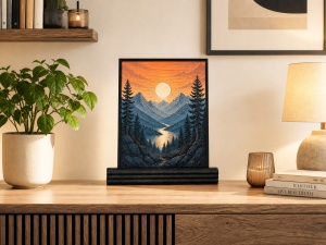 Suport de birou pentru tablouri 3D decorative – Negru, minimalist - Img 2