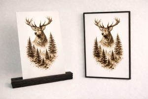 Regele Pădurii – Tablou 3D Decorativ Stratificat cu Cerb, Inspirat din Carpați - Img 4