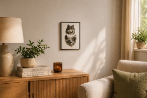 Gardianul Pădurii – Tablou 3D Decorativ Stratificat cu Lup, Inspirat din Carpați - Img 5