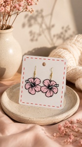 Cercei Flori de Hibiscus Roz – Ușori | Design Floral Tropical - Img 2